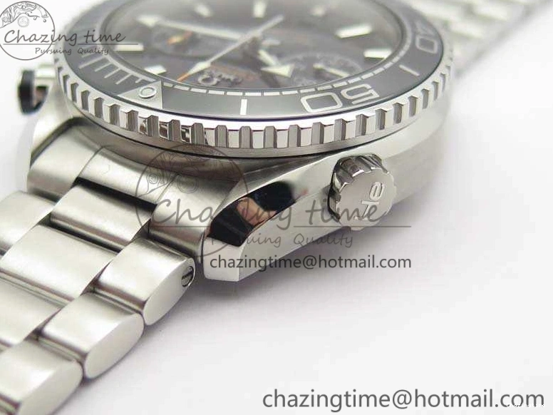 0513 Planet Ocean Master Chrono SS OM 1:1 Best Edition Black Dial On SS Bracelet A9900 V Fashionable 8113